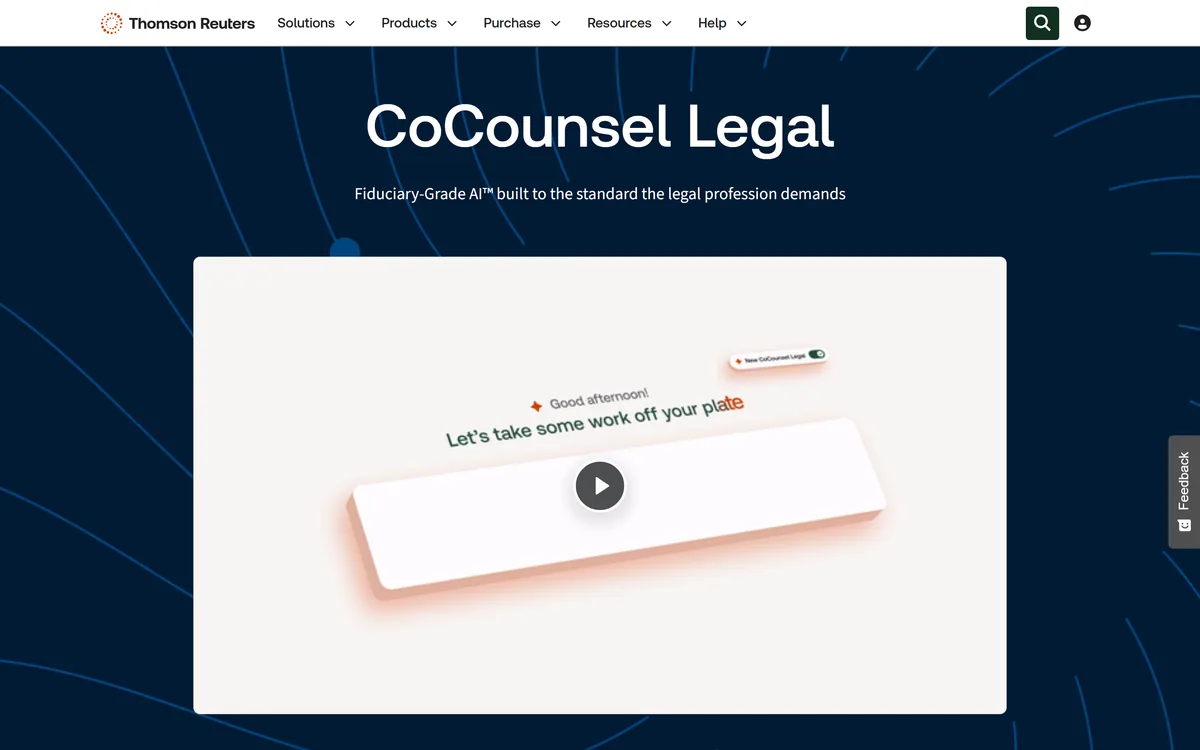 CoCounsel Legal product page on the Thomson Reuters site