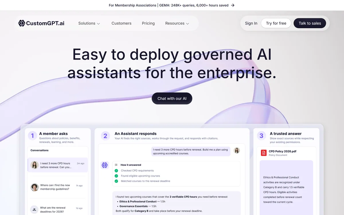 CustomGPT.ai screenshot
