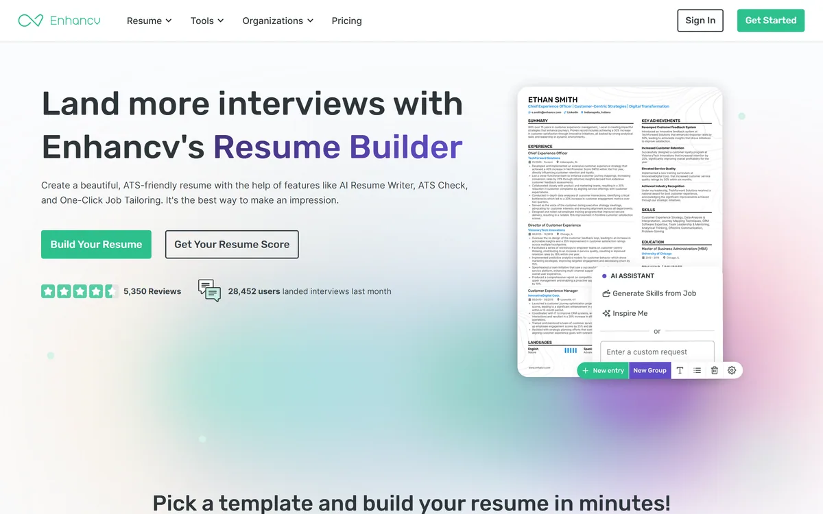 Enhancv screenshot