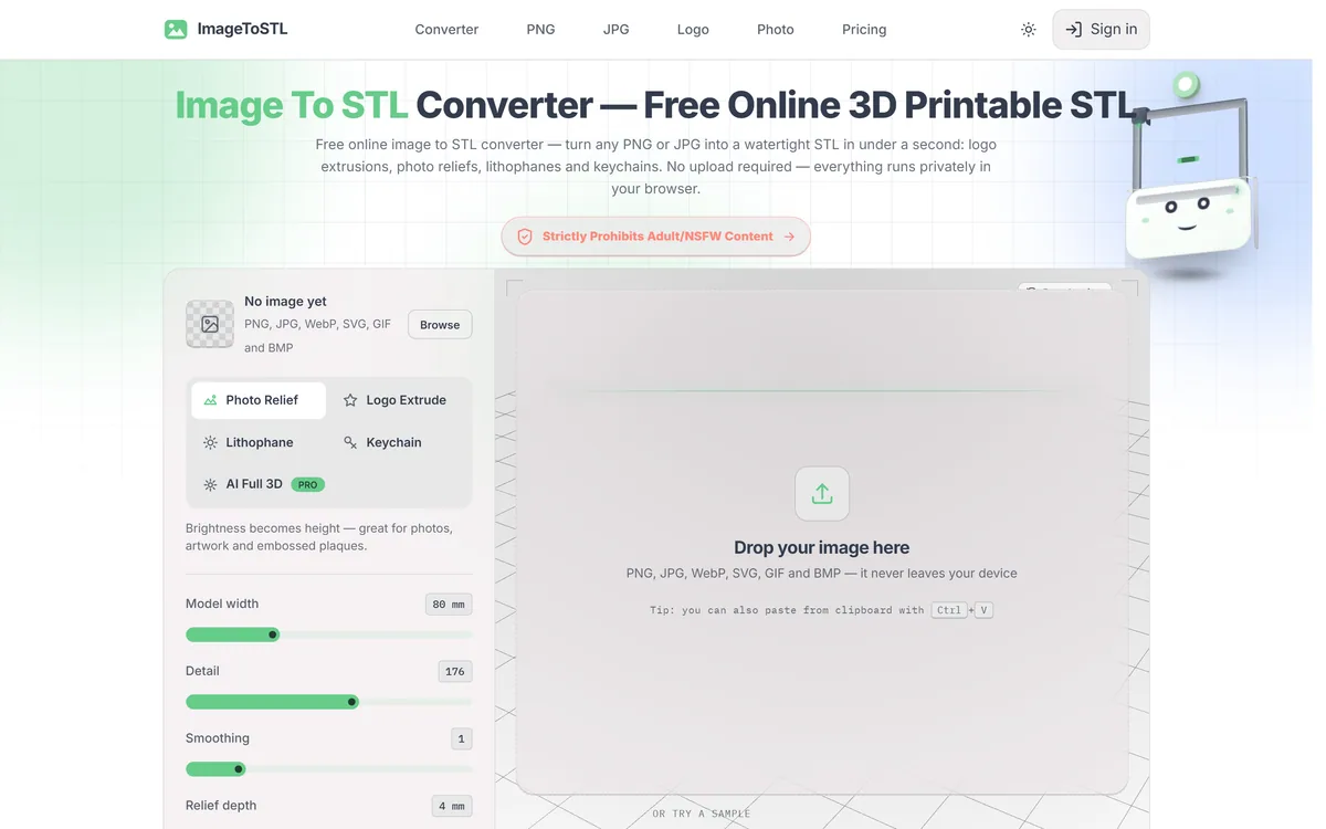 ImageToSTL Converter screenshot