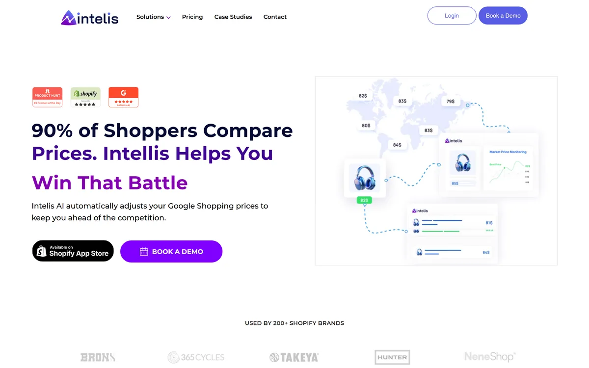 The Intelis homepage describing an intelligent dynamic pricing platform