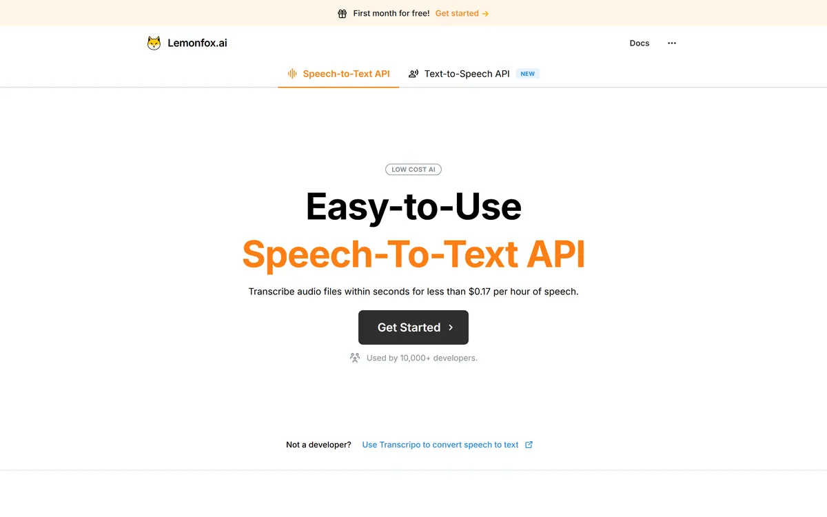 Lemonfox.ai screenshot