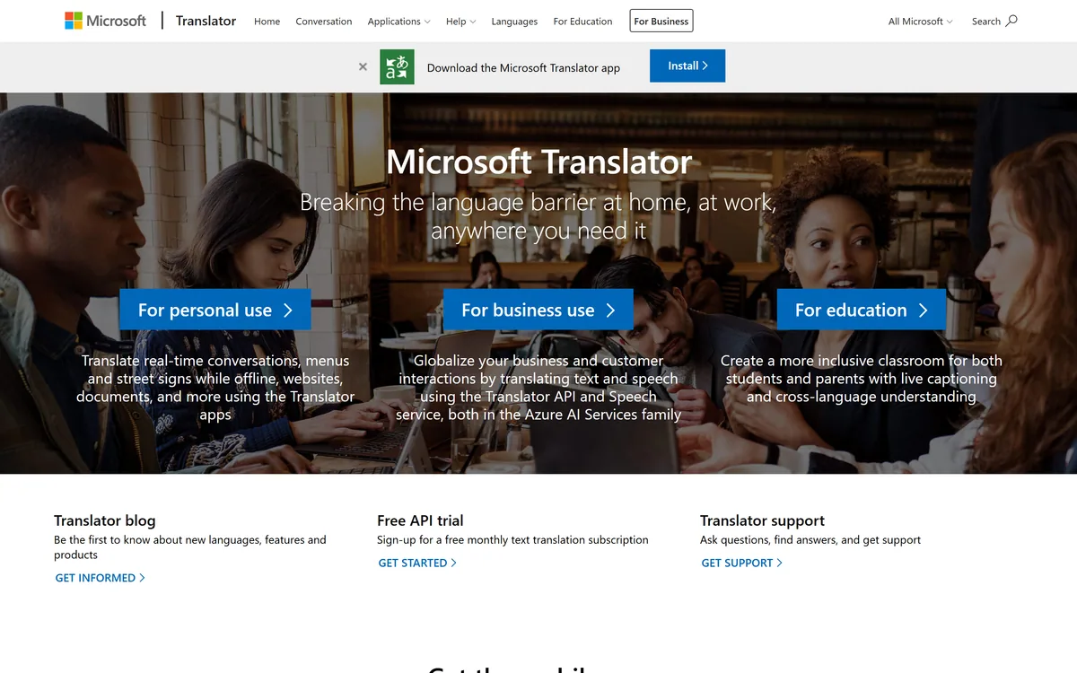 Microsoft Translator screenshot