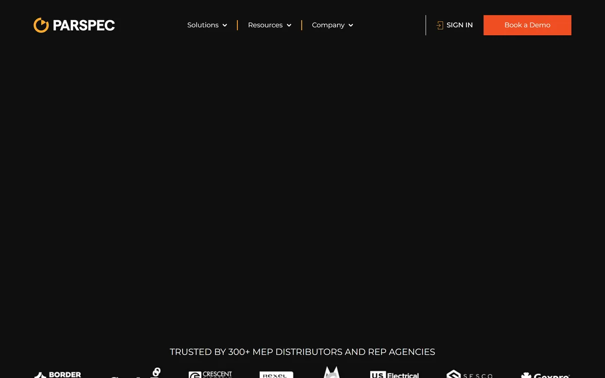 Parspec homepage showing the quoting and project management platform
