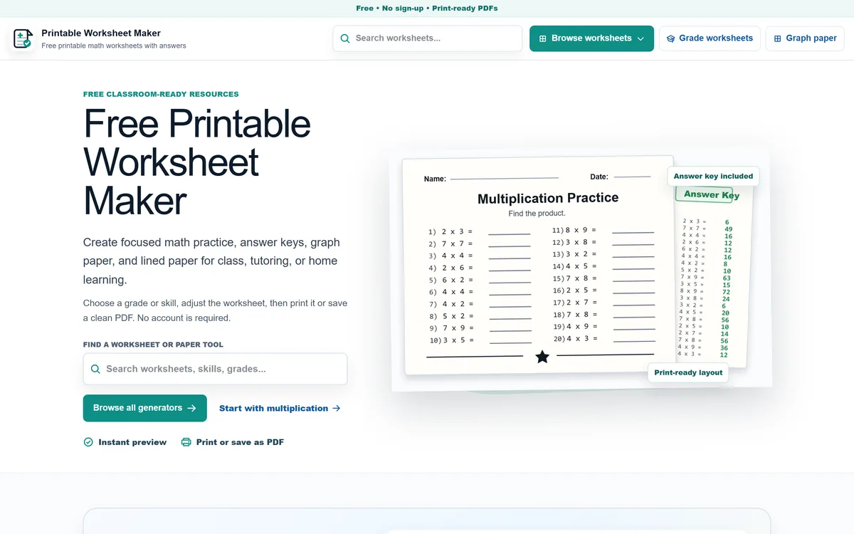 Printable Worksheet Maker screenshot