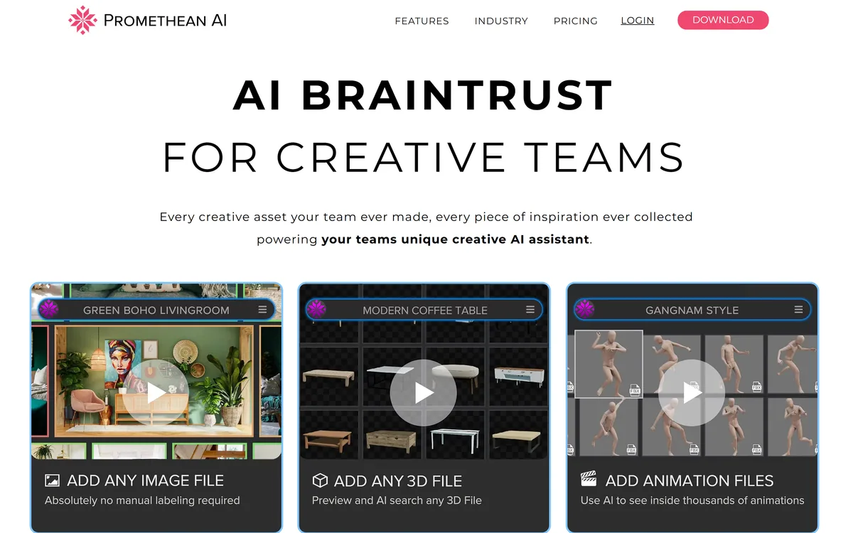 Promethean AI homepage showing its world building assistant for creative teams