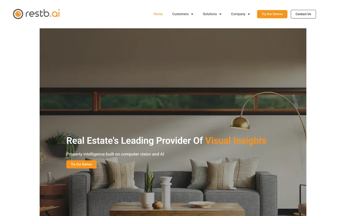 Restb.ai's homepage describing computer vision that extracts insight from real estate property images