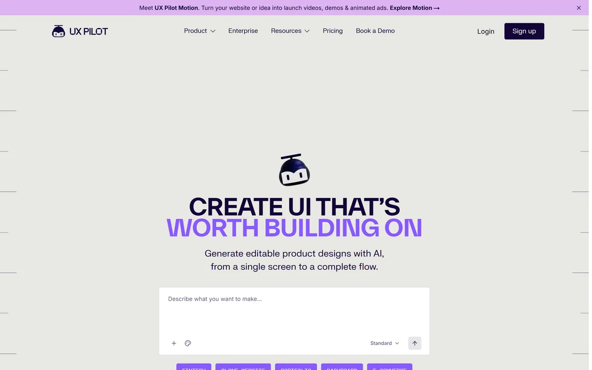 UX Pilot screenshot