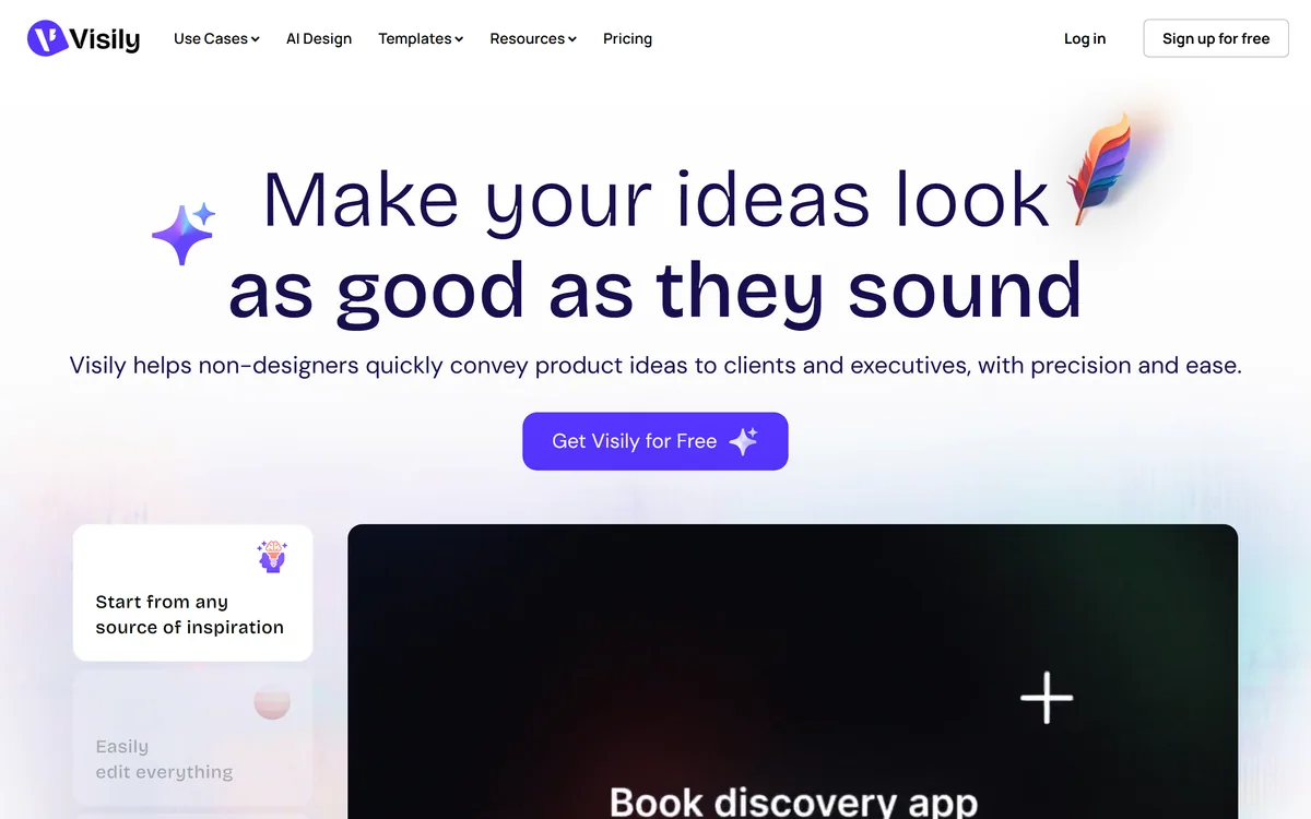 Visily homepage showing its AI-powered UI design software