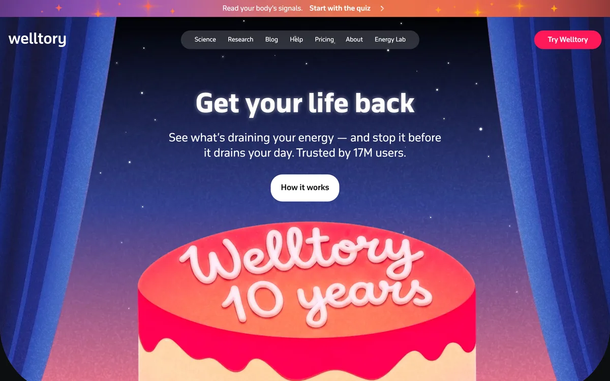 The Welltory homepage inviting people to read their body's signals